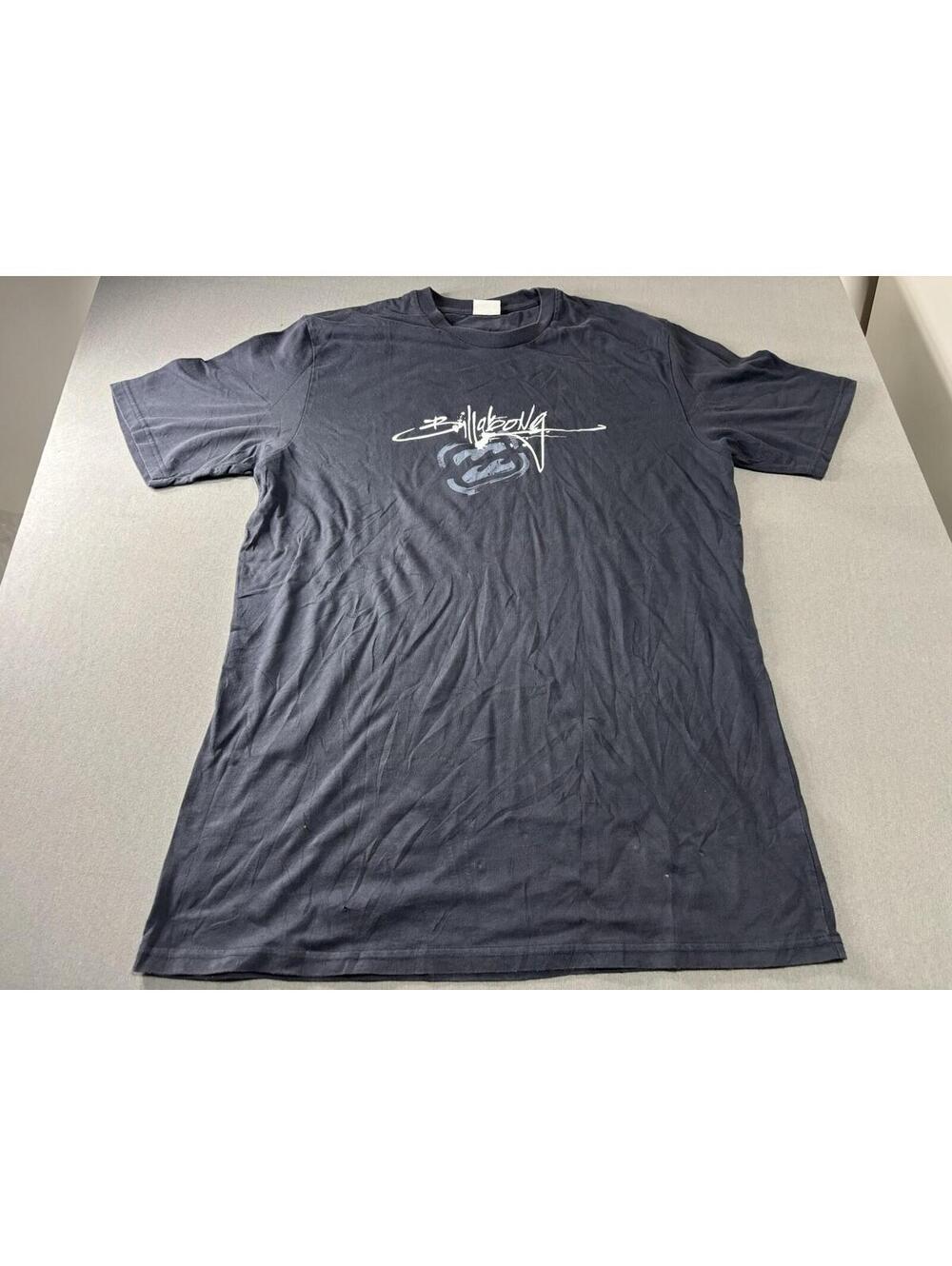 Billabong Denim Shirt Mens 2XL Blue Logo Graphic Print Short Sleeve Crew Neck